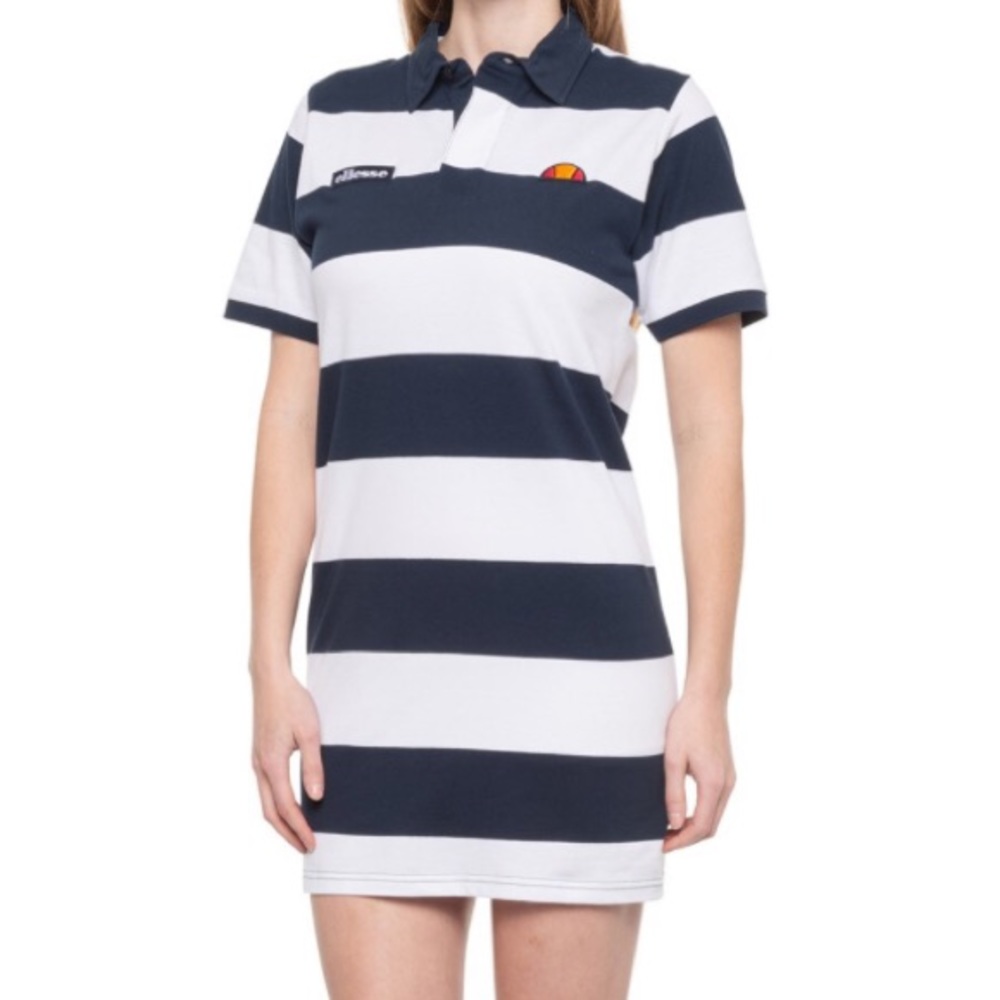 🆕 Ellesse Mandel Pique Polo Dress White and navy 628
